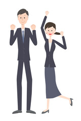 やる気のあるスーツ姿の若い男女