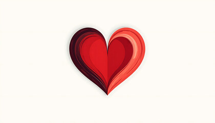 Obraz premium 3D Layered Red Heart Illustration with Elegant Paper Cut Effect Isolated on White Background