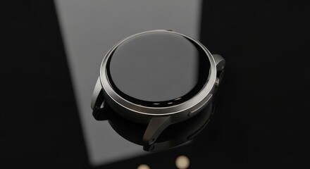 Modern smartwatch on a reflective surface exhibiting minimalist and elegant technological design