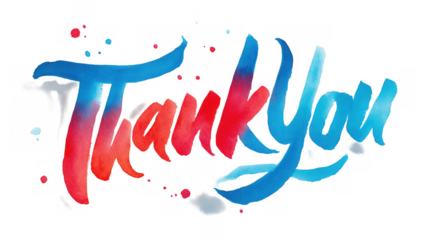 Bright letters spell out thank you in artistic style, AI, PNG