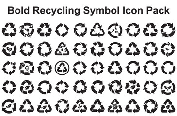 Collection of recycling symbols isolated on white background