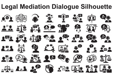 Legal mediation dialogue silhouette isolated on white background