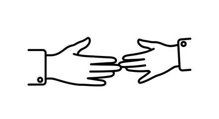 Obraz premium Two hands reaching out to each other in a gesture of agreement or partnership on a white background