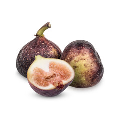 Fresh common fig (Ficus carica) isolated on transparent background (.PNG)