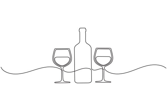 Wine bottle icon continuous one line drawing minimalist style vector
