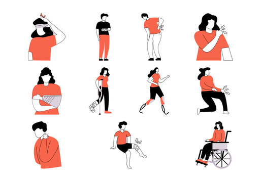 People With Physical Injury Ilustration Element
