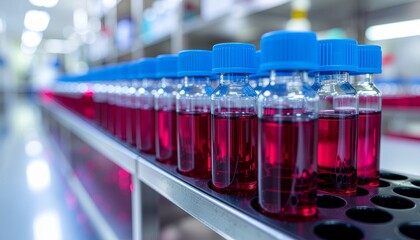 Blood Sample Tubes in Laboratory Rack for Medical Testing and Research