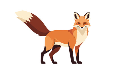 Obraz premium An illustration of a fox standing on a white background with a mix of orange, brown, and white colors.