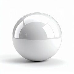 A perfectly smooth, reflective white sphere isolated on a clean white background, showcasing its glossy surface and clean design