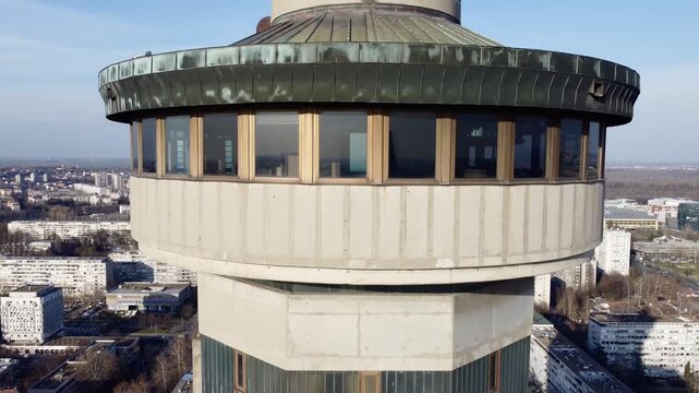 Drone view of the Belgrade Western Gate Genex tower, New Belgrade district, Serbia. Europe.