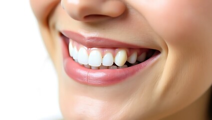 Obraz premium Close up of a Womans Bright White Smile and Pink Lips