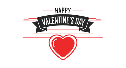 A festive valentine s day illustration featuring a bold heart shape and stylized ribbon banner with text high quality
