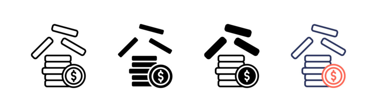 earnings icon set multiple style collection