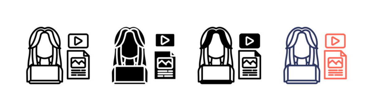 content creator icon set multiple style collection