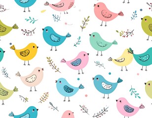 Naklejka premium Colorful Bird Pattern - A Cheerful and Whimsical Design.