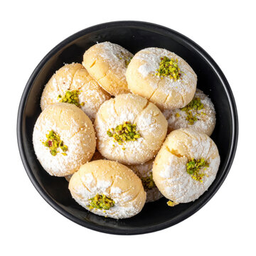 Kuwaiti jareesh, a flavorful and aromatic wheat porridge, served in a dark container and isolated on white background