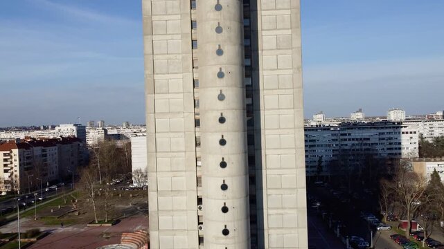 Drone view of the Belgrade Western Gate Genex tower, New Belgrade district, Serbia. Europe.