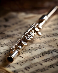 Flute and Sheet Music Close-Up