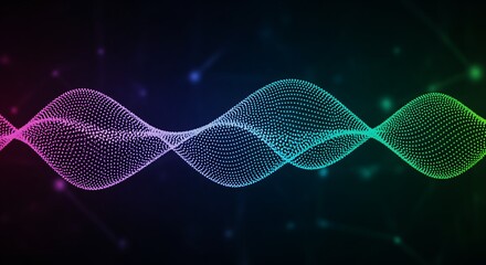 Abstract dotted wave curve with smooth gradients, futuristic data flow, minimal tech background