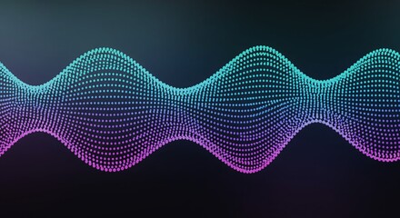 Abstract dotted wave curve with smooth gradients, futuristic data flow, minimal tech background
