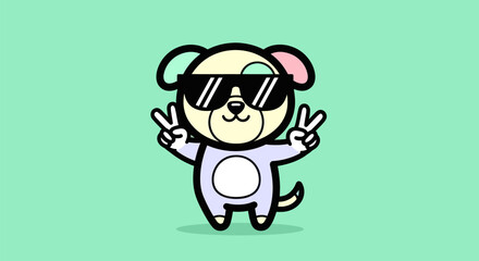 Fototapeta premium Cartoon dog wearing sunglasses and gesturing
