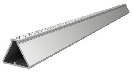 Fototapeta premium Long triangular aluminium metal profile with holes for industry on a transparent background