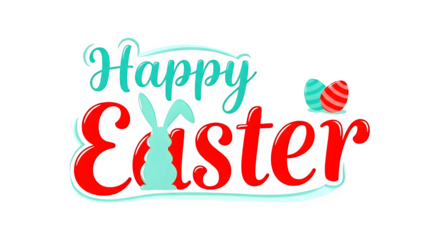 Easter greeting card with Happy Easter text isolated on transparent background