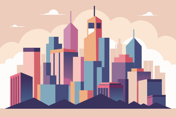 Ultra Minimal Cityscape with Abstract Block Style Buildings in Pastel Colors 3