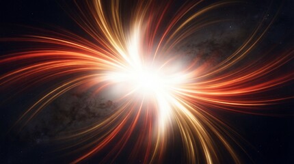Fototapeta premium Bright White Light Burst with Red and Orange Swirling Rays on Dark Background