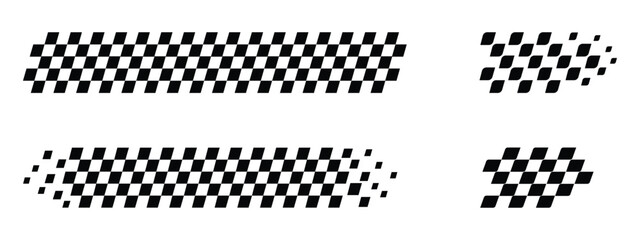 Checkered flag pattern icon set for racing, sport, and automotive design. racing strips, race flag symbol. vector illustration. © Graphinest