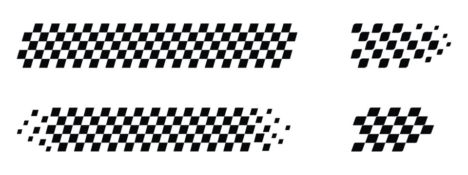 Checkered flag pattern icon set for racing, sport, and automotive design. racing strips, race flag symbol. vector illustration.