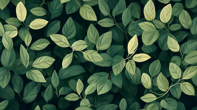 Lush greenery pattern transitioning through vivid foliage sequence