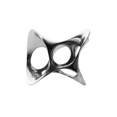 Modern abstract metal sculpture shiny surface isolated on transparent background