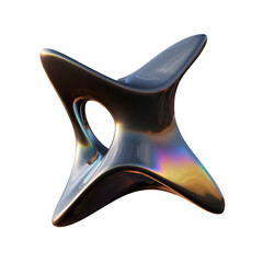 Abstract metallic shiny star shape object isolated on transparent background