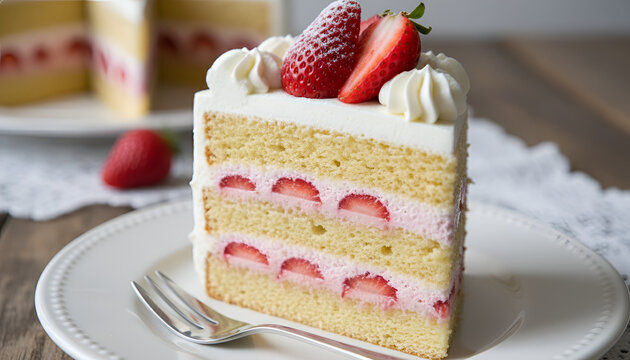 Classic Strawberry Chess Cake &ndash; Single Slice