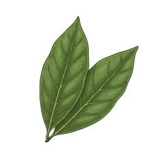 Obraz premium Two green oblong textured leaves illustrated on a white background