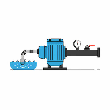 Water pump system drawing with motor intake hose pressure gauge and valve