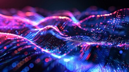 Vibrant Digital Waveform with Neon Lights 1.