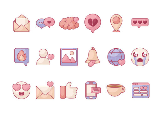 Colorful Message Social Media Illustrations Set