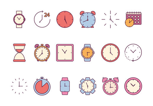 Colorful Timer Icons Set