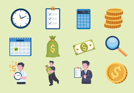 Colorful Tax Finance Illustrations Set