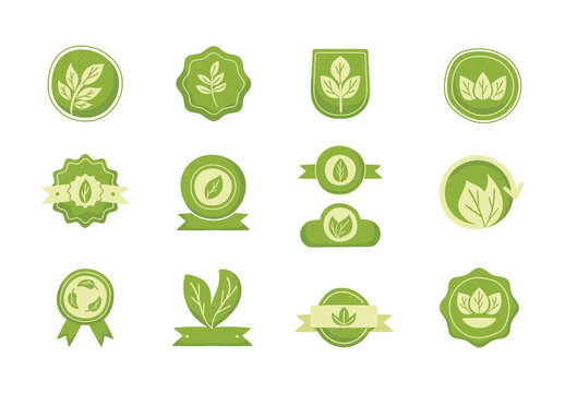 Green Organic Natural Ecology Bio Icons Set