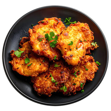 Fritada a traditional ecuadorian dish of crispy fried pork chunks served with mote and llapingachos isolated on white background
