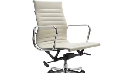 Modern office chair with sleek design and ergonomic features on transparent background isolated for design use