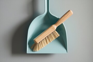 Generative AI Minimalist Dustpan and Brush Scene for Cleaning Solutions
