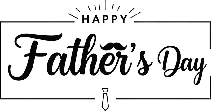 Happy Father's Day Greeting Card with Mustache and Tie Icons