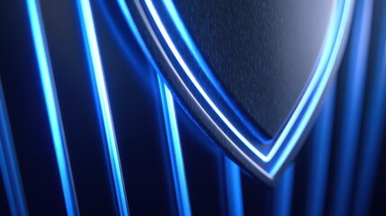Blue neon V shape lines, futuristic abstract technology background