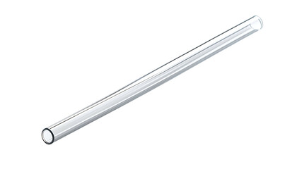 Fototapeta premium A single, clear, cylindrical glass tube on a stark black background