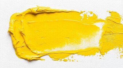 Yellow paint smear in abstract expressionist style with bright vibrant color and textured finish for art design
