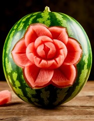 a flower carved from a watermelon